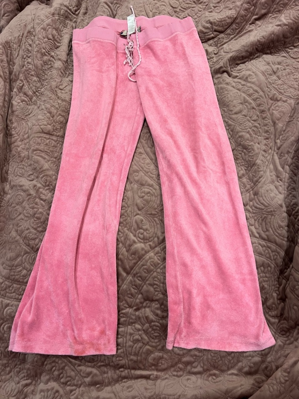 Juicy Couture Pink Velour Flared Track Pants